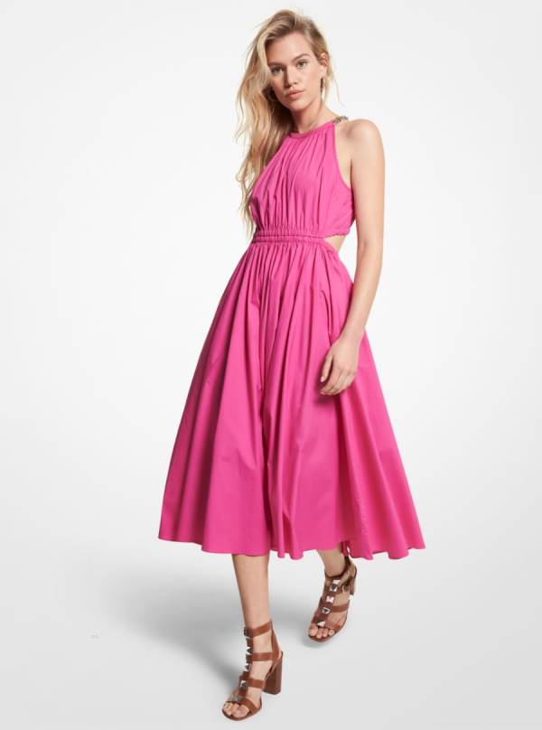 Damske Saty Michael Kors Stretch Cotton Poplin Cutout Ruzove - Oblecenie Michael Kors Sleva | CLXVD-9350